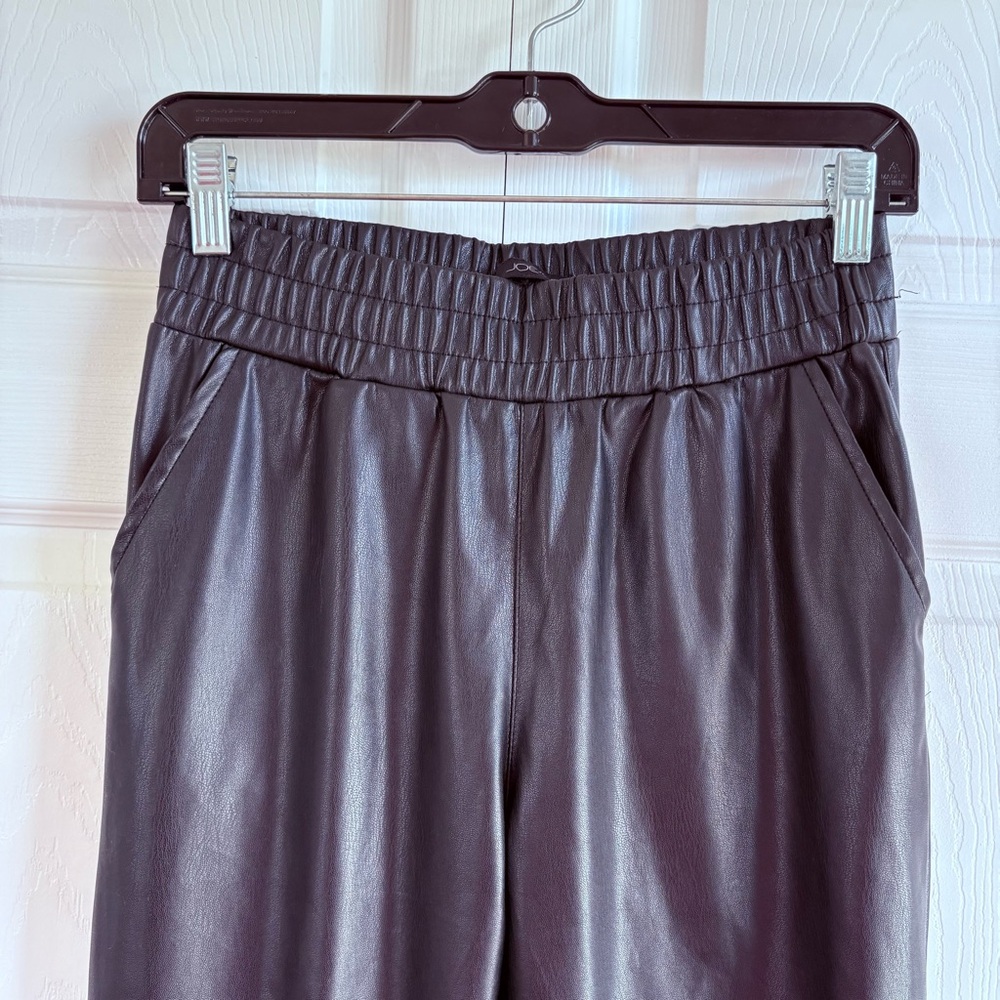 Joe’s Vegan Faux Leather High Rise Joggers Black S Smoked Pants Grunge - Picture 2 of 11
